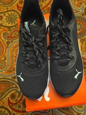 Puma Black Sneakers with Mint Accents